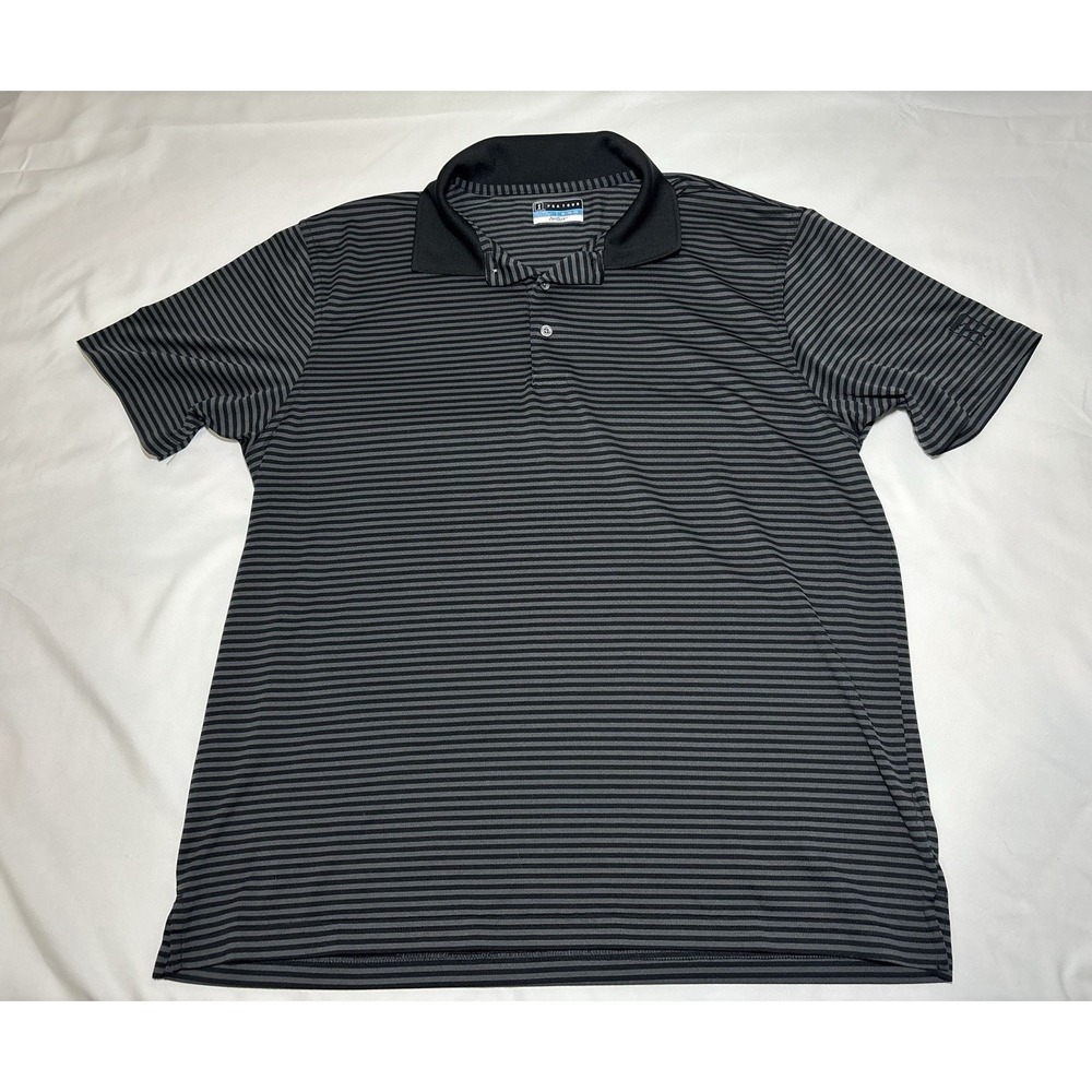 PGA TOUR Airflux Men's XL Lightweight Golf Polo Gray/Black Striped SS